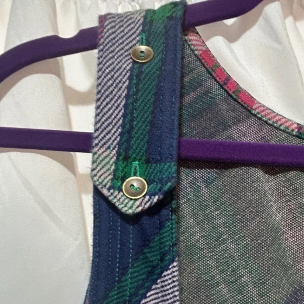 Free People Carven Plaid Mini Dress XS Hearts Pockets Preppy Academia Schoolgirl